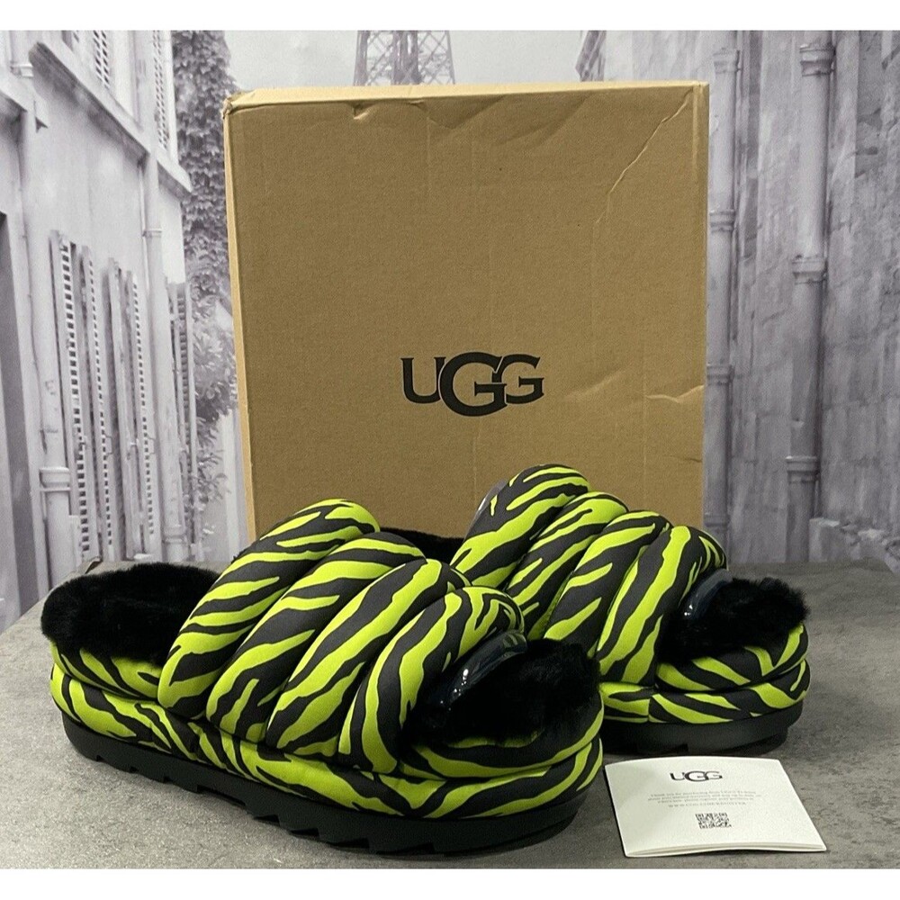 UGG  Maxi Slide Key Lime Tiger Print Women’s Slipper Slide Sandal Size 8